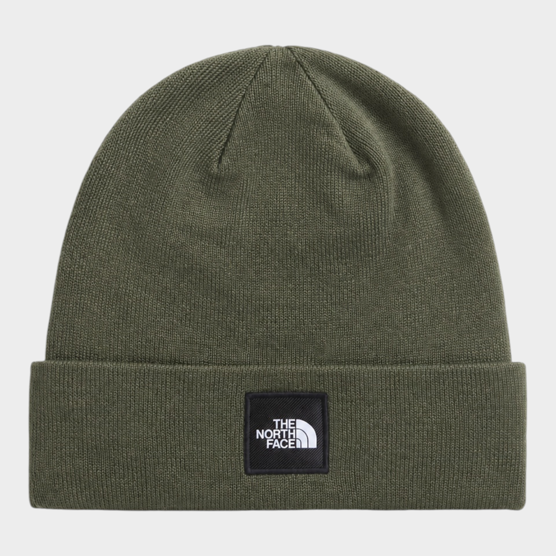 Berretto unisex Follower SRL The North Face Dock Worker in maglia verde oliva con risvolto e logo frontale