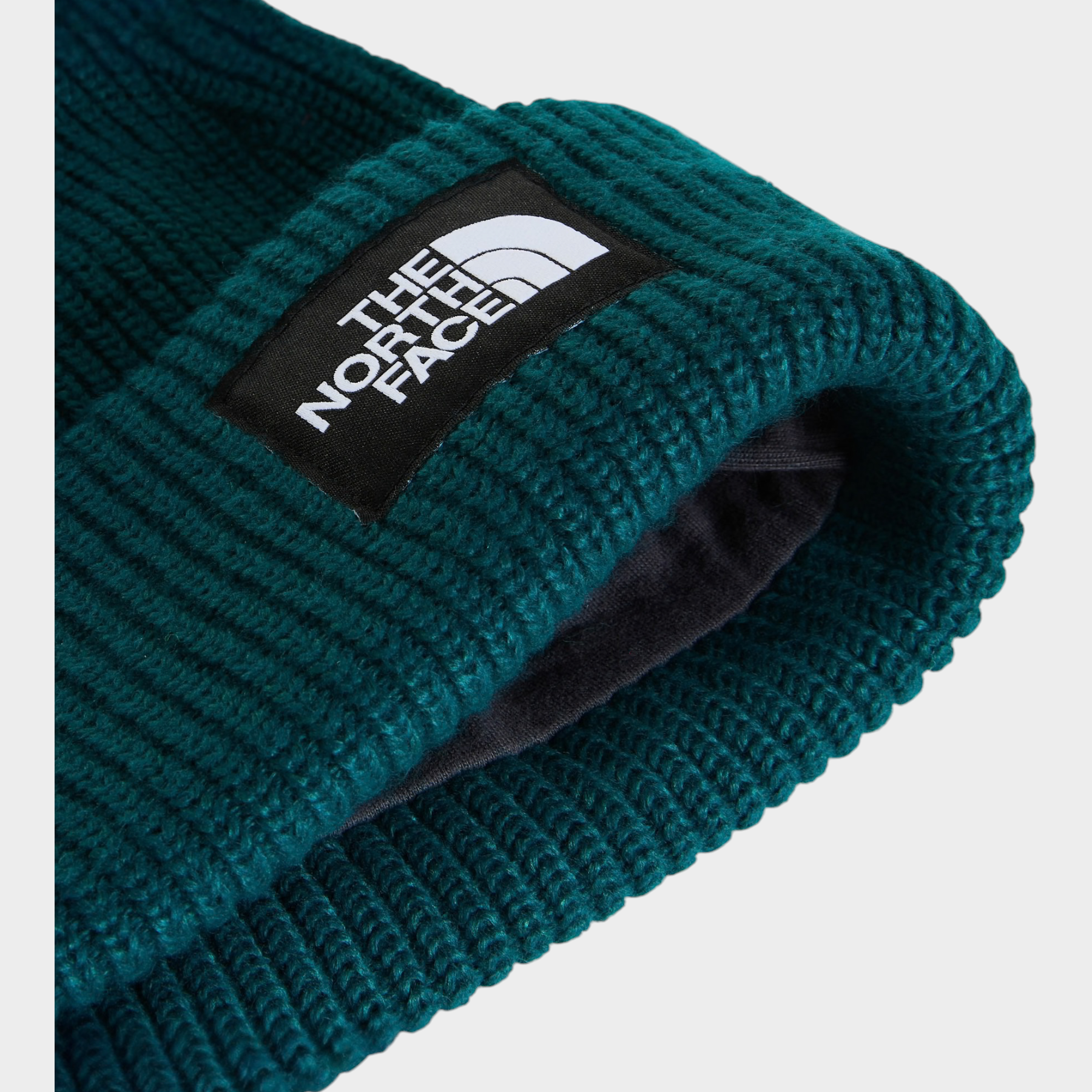 Berretto unisex Follower SRL The North Face in maglia a coste verde con fodera interna e logo frontale
