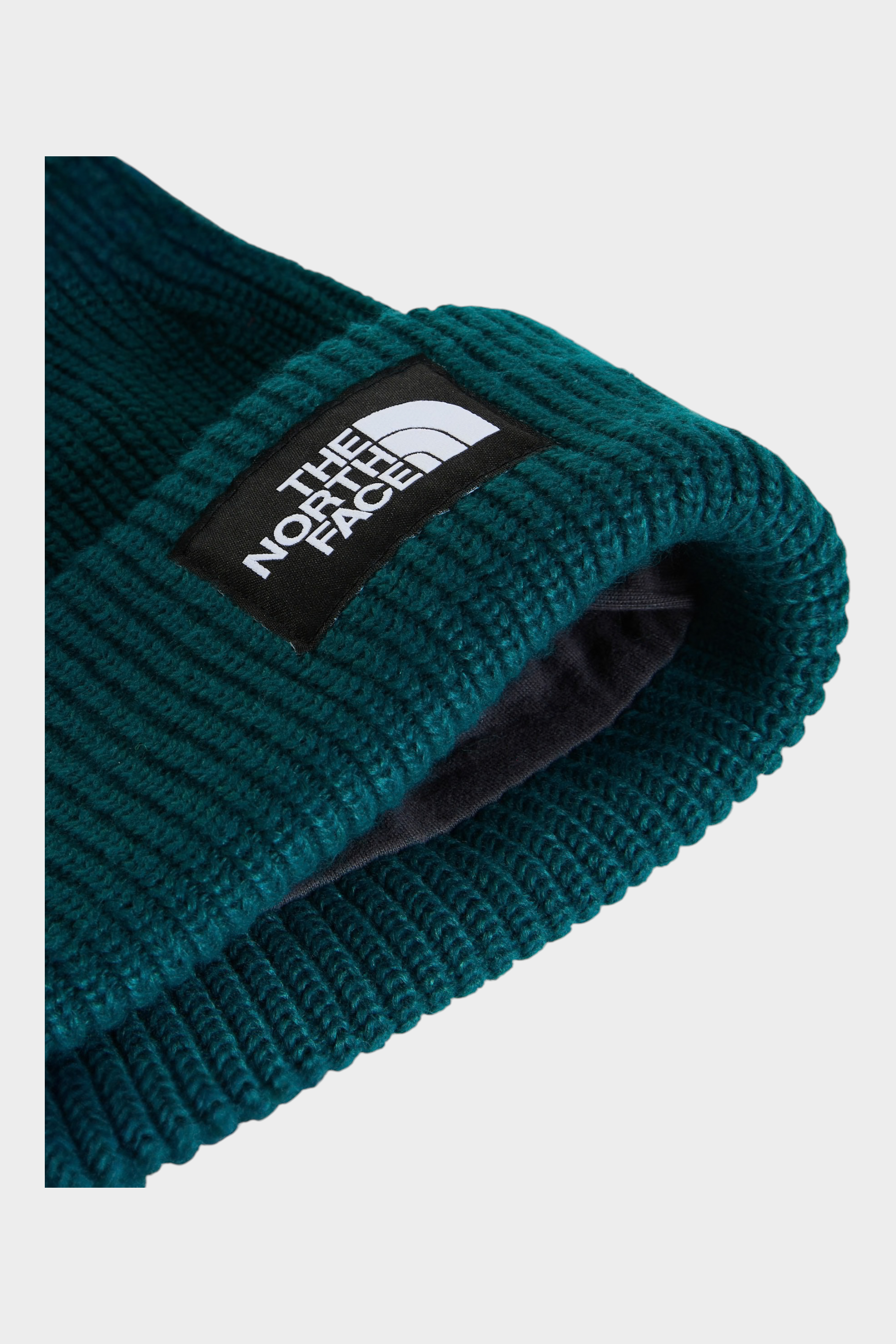 Berretto unisex Follower SRL The North Face in maglia a coste verde con fodera interna e logo frontale