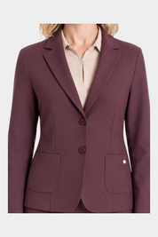Blazer Follower SRL bordeaux a due bottoni con tasche frontali e revers classici su camicia beige
