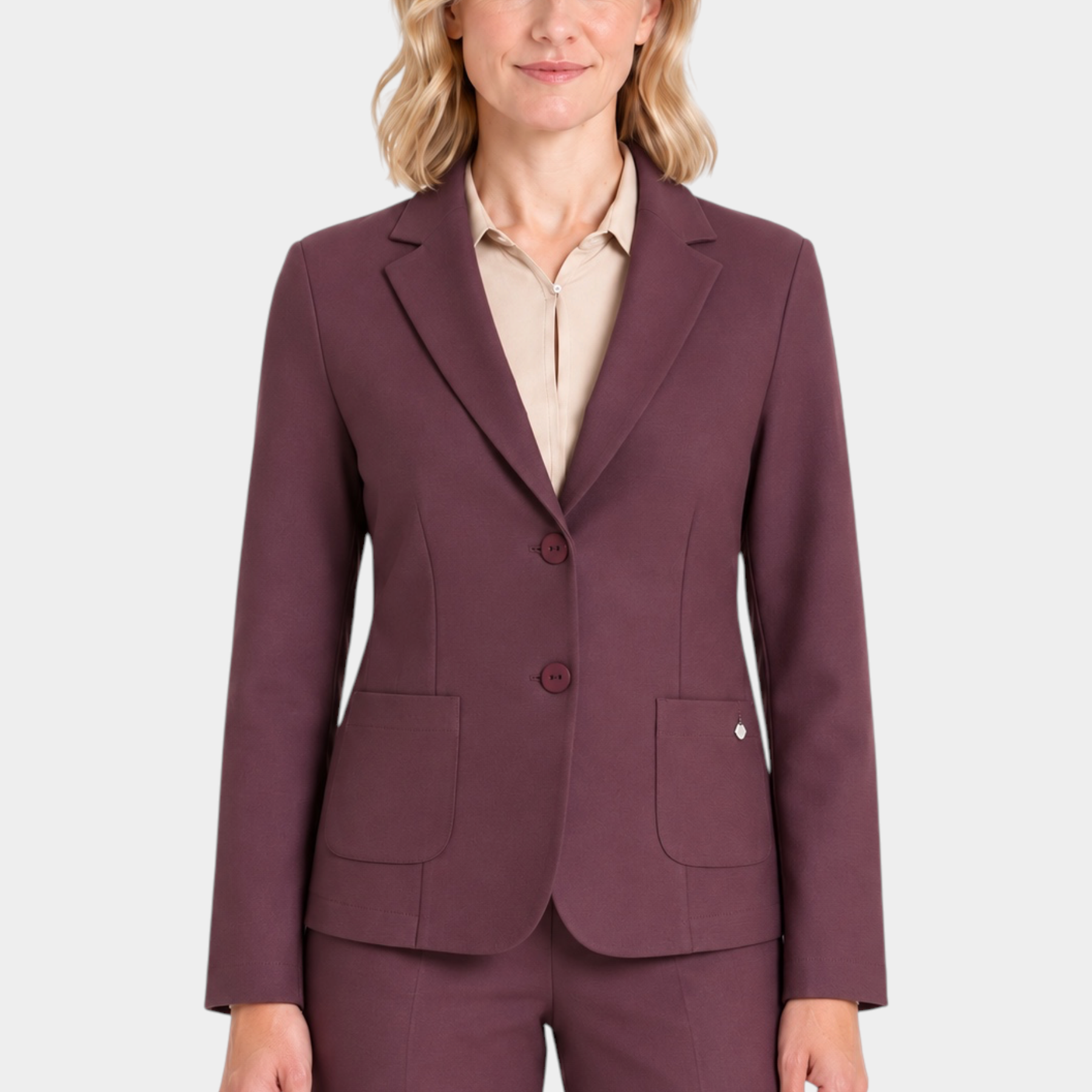 Blazer donna bordeaux a due bottoni Ragno di Follower SRL con tasche applicate e taglio sartoriale elegante
