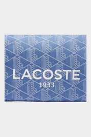 Borsa Follower SRL LACOSTE grande in tessuto jacquard blu con stampa Heritage e logo bianco in evidenza