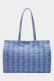 Borsa tote grande Follower SRL in tessuto jacquard blu con stampa geometrica Heritage e manici coordinati