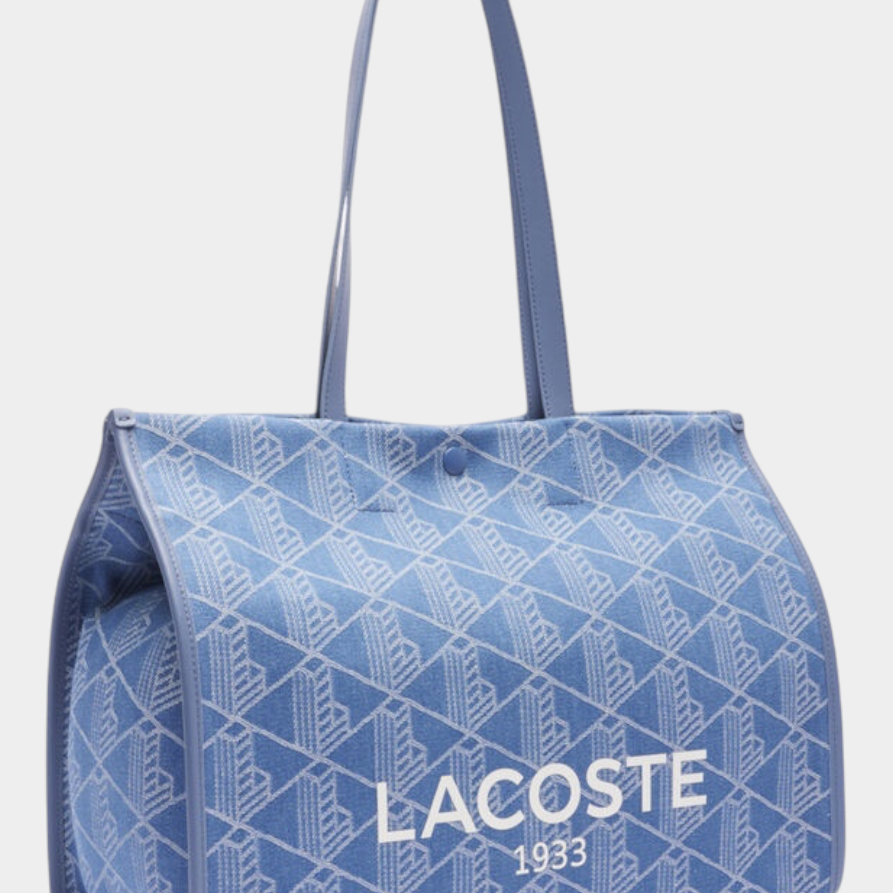 Borsa tote grande Follower SRL LACOSTE in jacquard blu con stampa Heritage e logo bianco