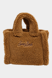 Borsa mini vanity Follower SRL in tessuto teddy marrone con logo ricamato Saint Barth