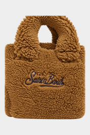 Borsa mini vanity Follower SRL in tessuto teddy marrone con logo ricamato Saint Barth