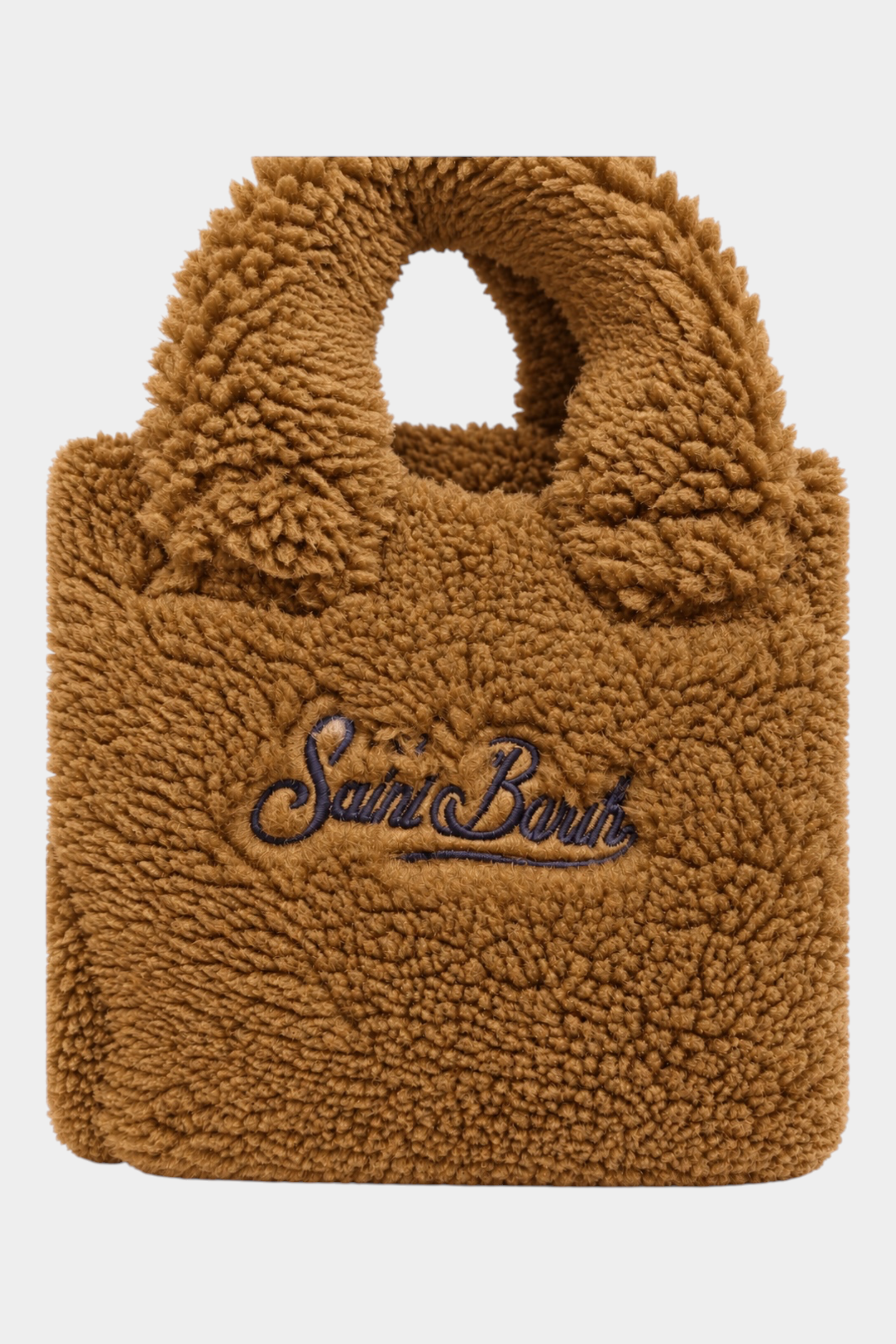 Borsa mini vanity Follower SRL in tessuto teddy marrone con logo ricamato Saint Barth