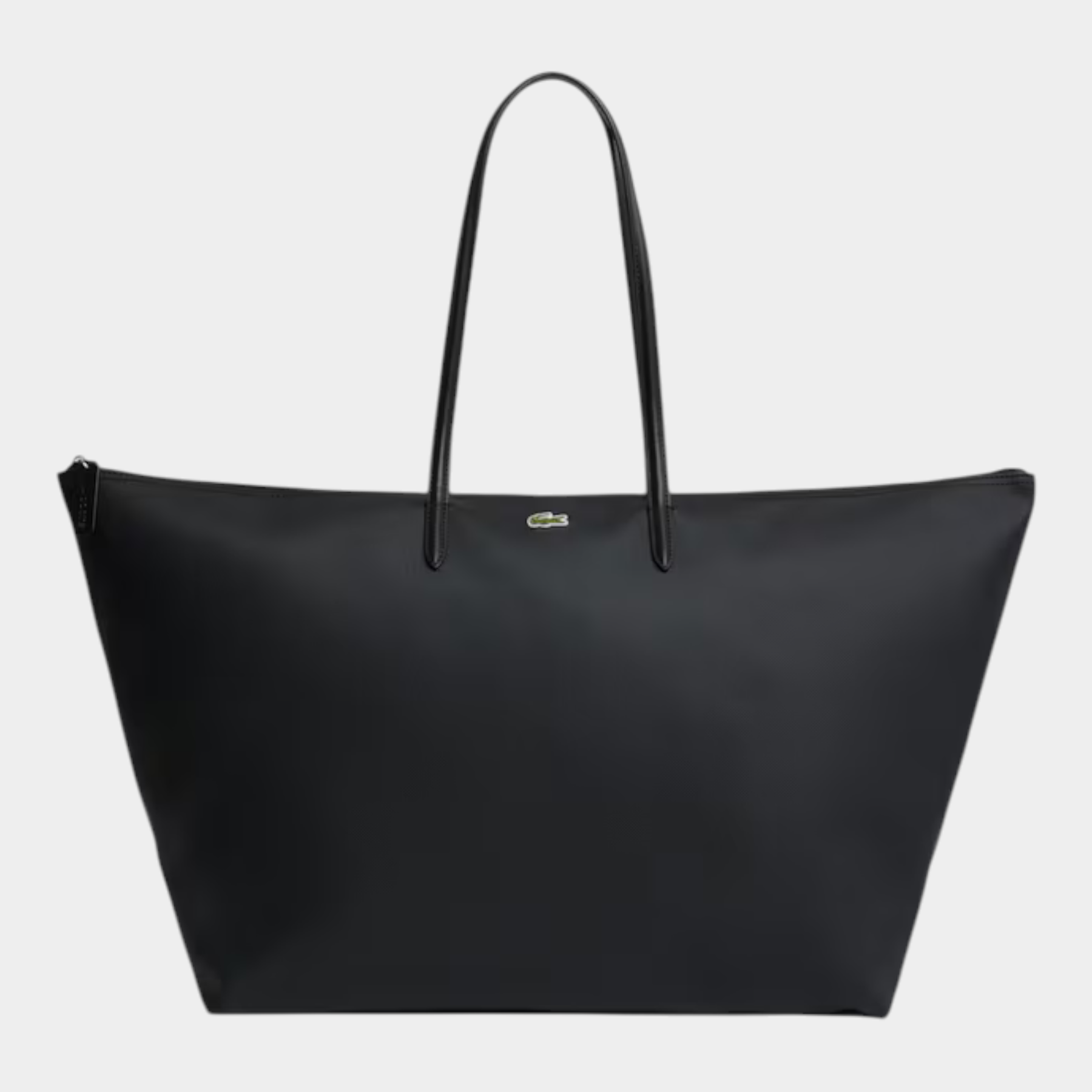 Shopping bag XXL Lacoste L.12.12 Concept nera in tela con logo del coccodrillo, proposta da Follower SRL