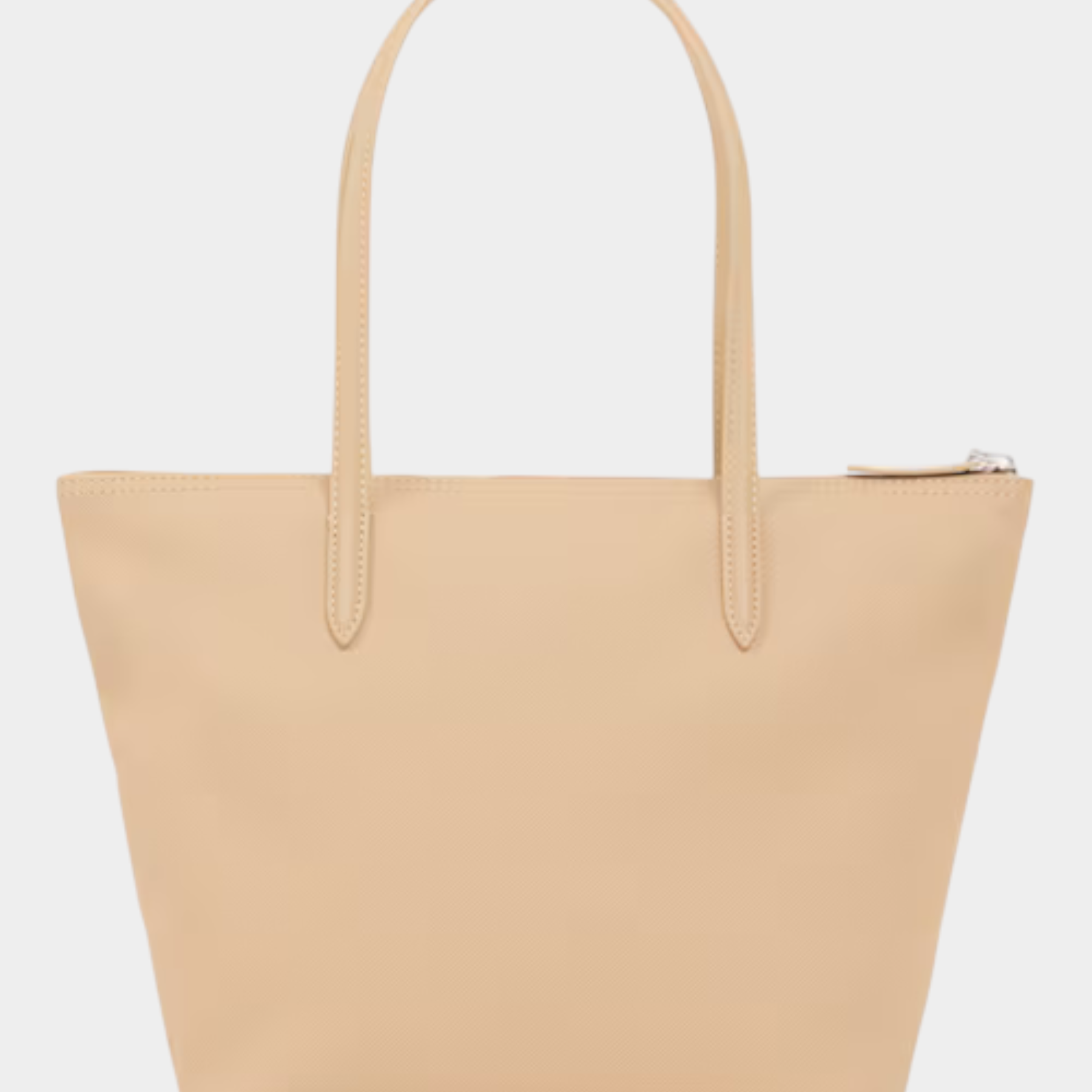 Borsa shopping piccola LACOSTE L.12.12 Concept beige in tela con manici sottili e chiusura a zip, Follower SRL