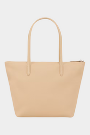 Borsa shopping piccola LACOSTE L.12.12 Concept beige in tela con manici sottili e chiusura a zip, Follower SRL