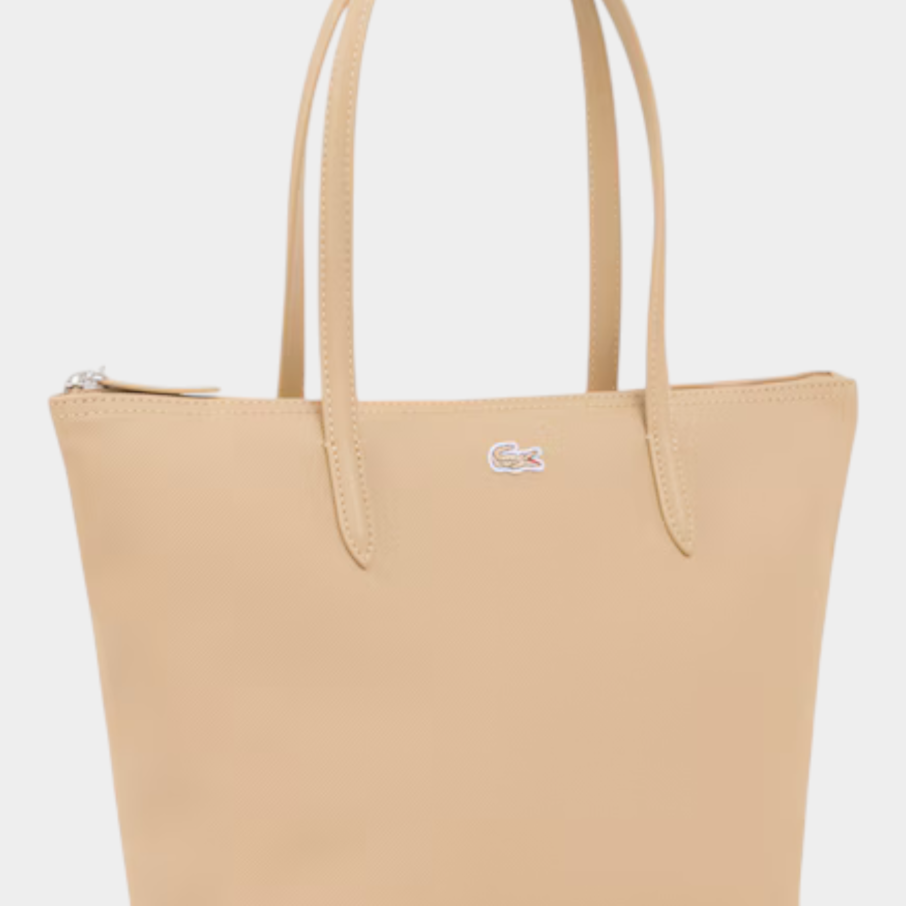 Borsa shopping piccola Follower SRL LACOSTE L.12.12 Concept in PVC beige con logo coccodrillo argentato
