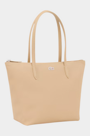 Borsa shopping piccola Follower SRL LACOSTE L.12.12 Concept in PVC beige con logo coccodrillo argentato