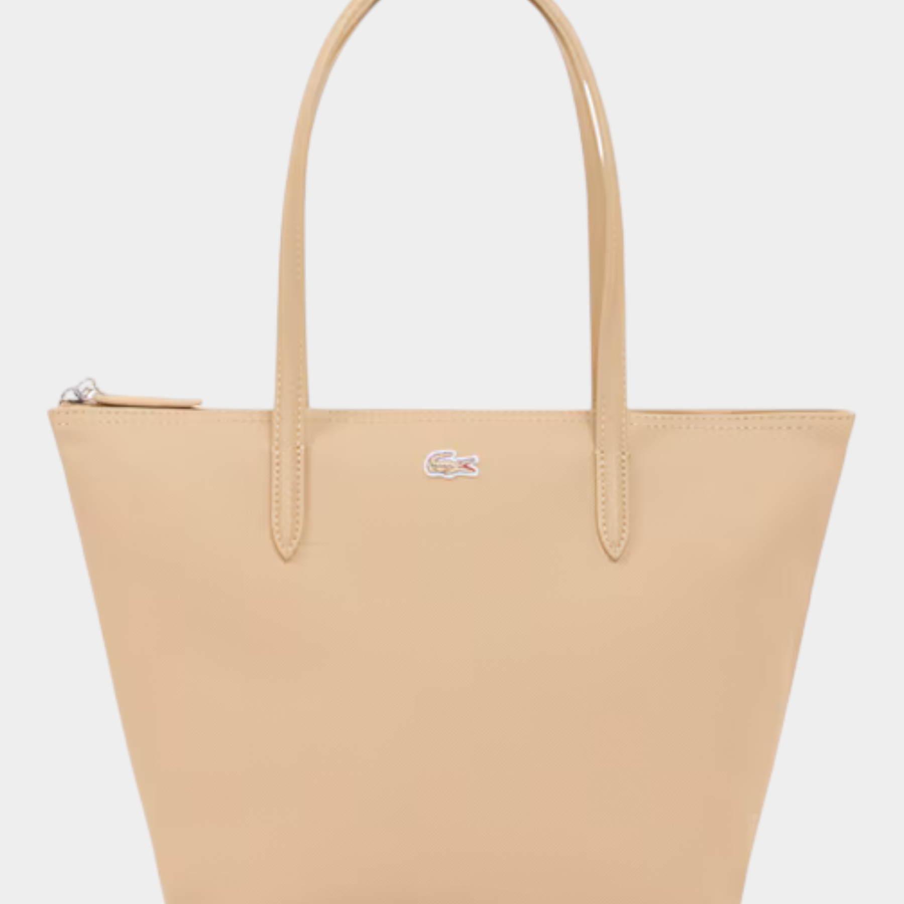 Borsa shopping piccola Follower SRL Lacoste L.12.12 Concept in PVC beige con logo del coccodrillo e chiusura a zip