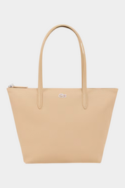 Borsa shopping piccola Follower SRL Lacoste L.12.12 Concept in PVC beige con logo del coccodrillo e chiusura a zip
