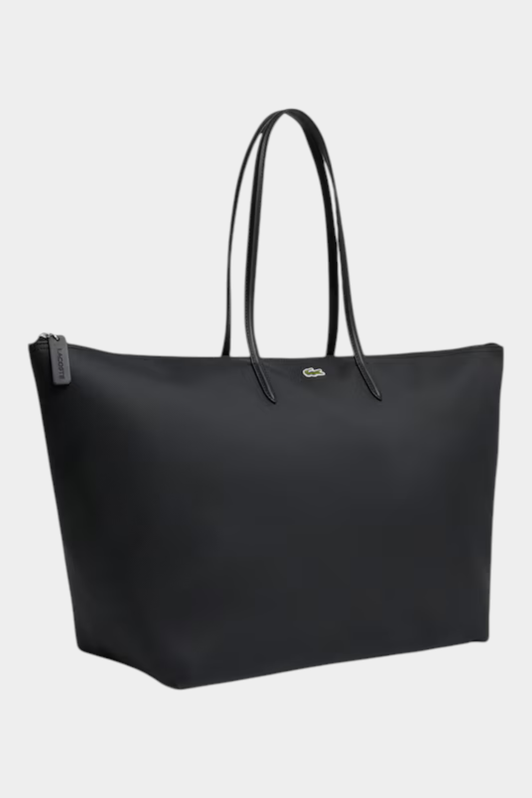 Borsa shopping XXL Follower SRL modello Lacoste L.12.12 Concept in nylon nero con logo a coccodrillo
