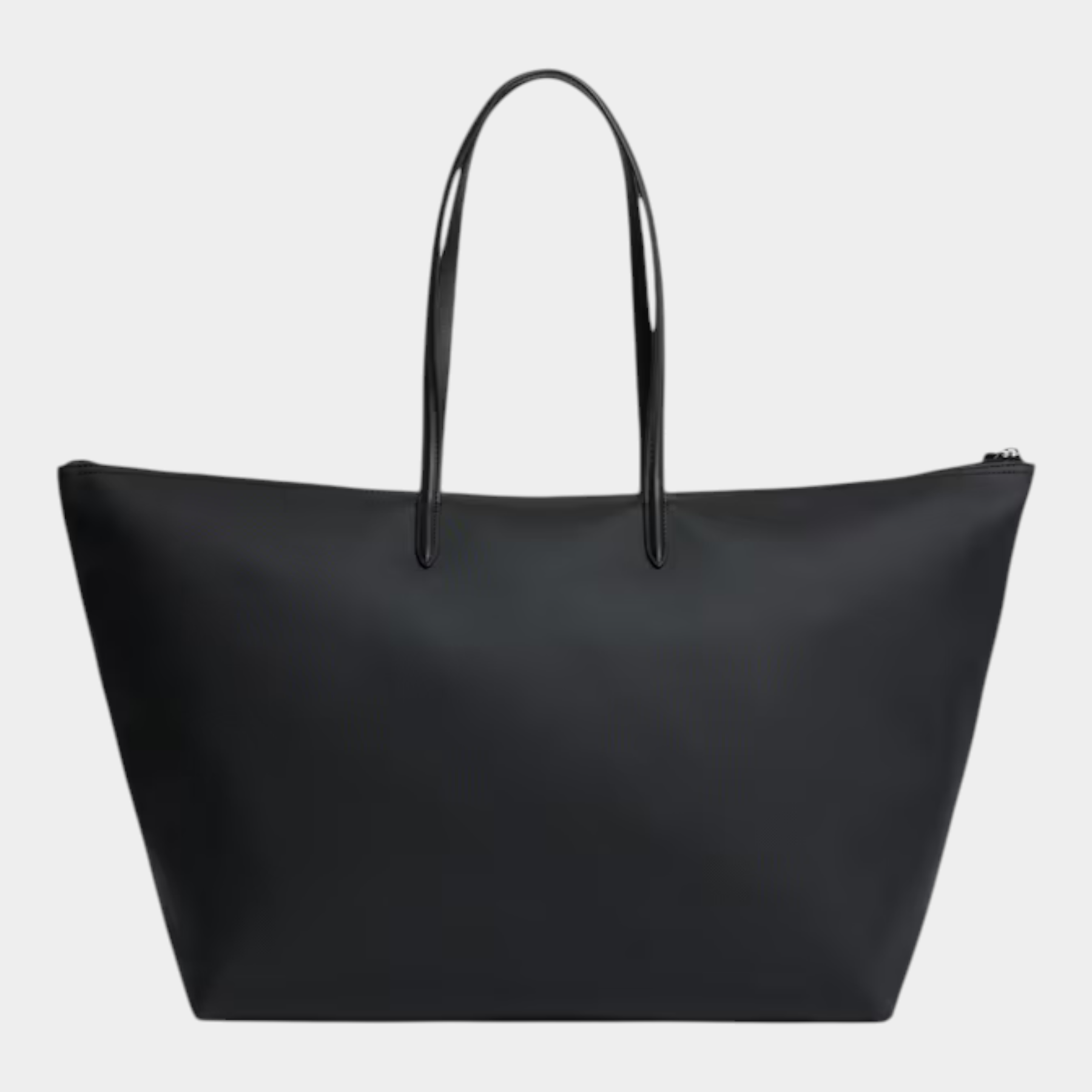 Shopping bag XXL Lacoste L.12.12 Concept nera in tela resistente con manici lunghi, proposta da Follower SRL