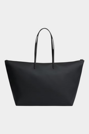 Shopping bag XXL Lacoste L.12.12 Concept nera in tela resistente con manici lunghi, proposta da Follower SRL