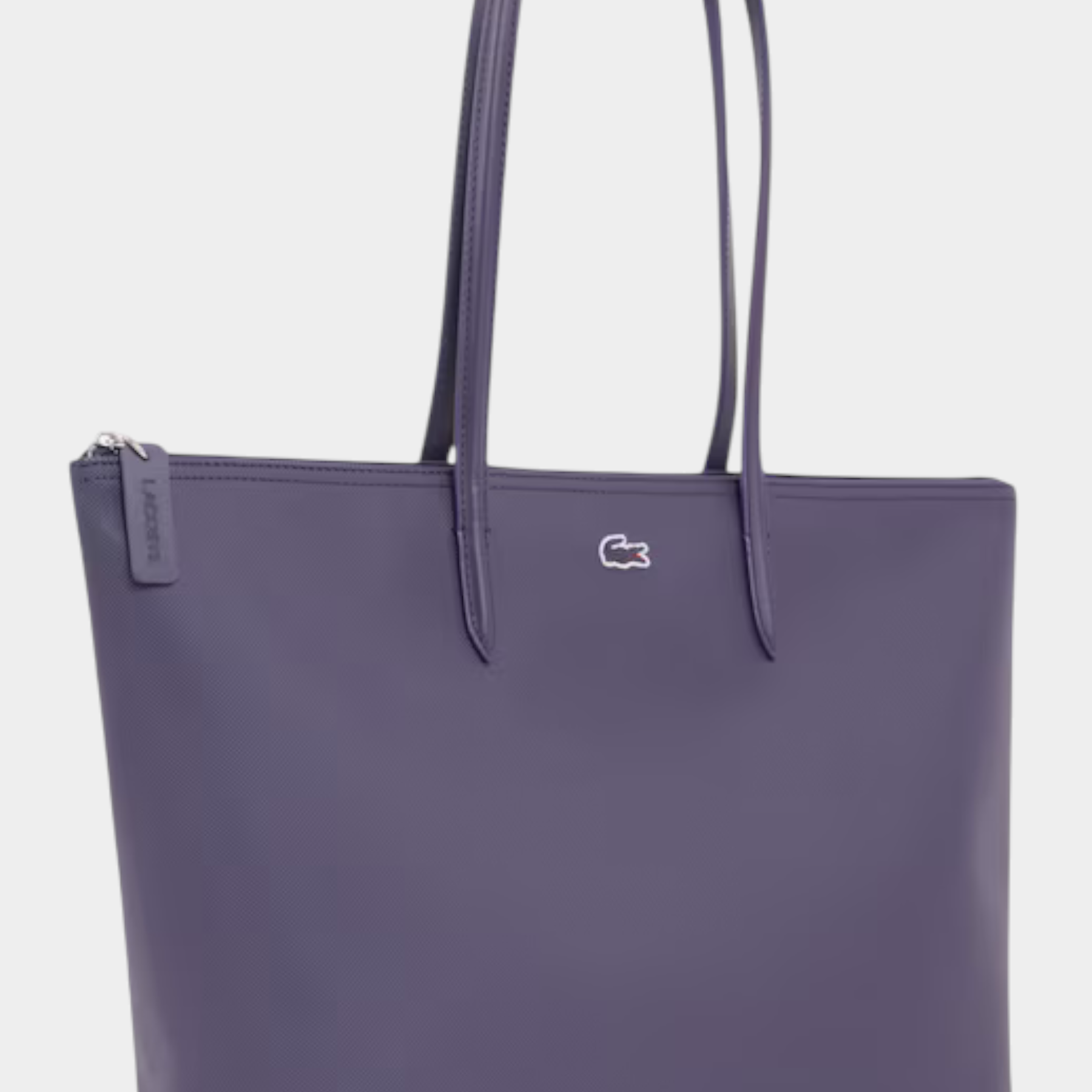 Borsa shopping grande Lacoste L.12.12 Concept di Follower SRL in colore viola con logo iconico e chiusura a zip