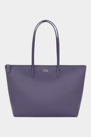 Shopping bag grande Lacoste L.12.12 Concept di Follower SRL in colore viola con logo iconico e manici sottili