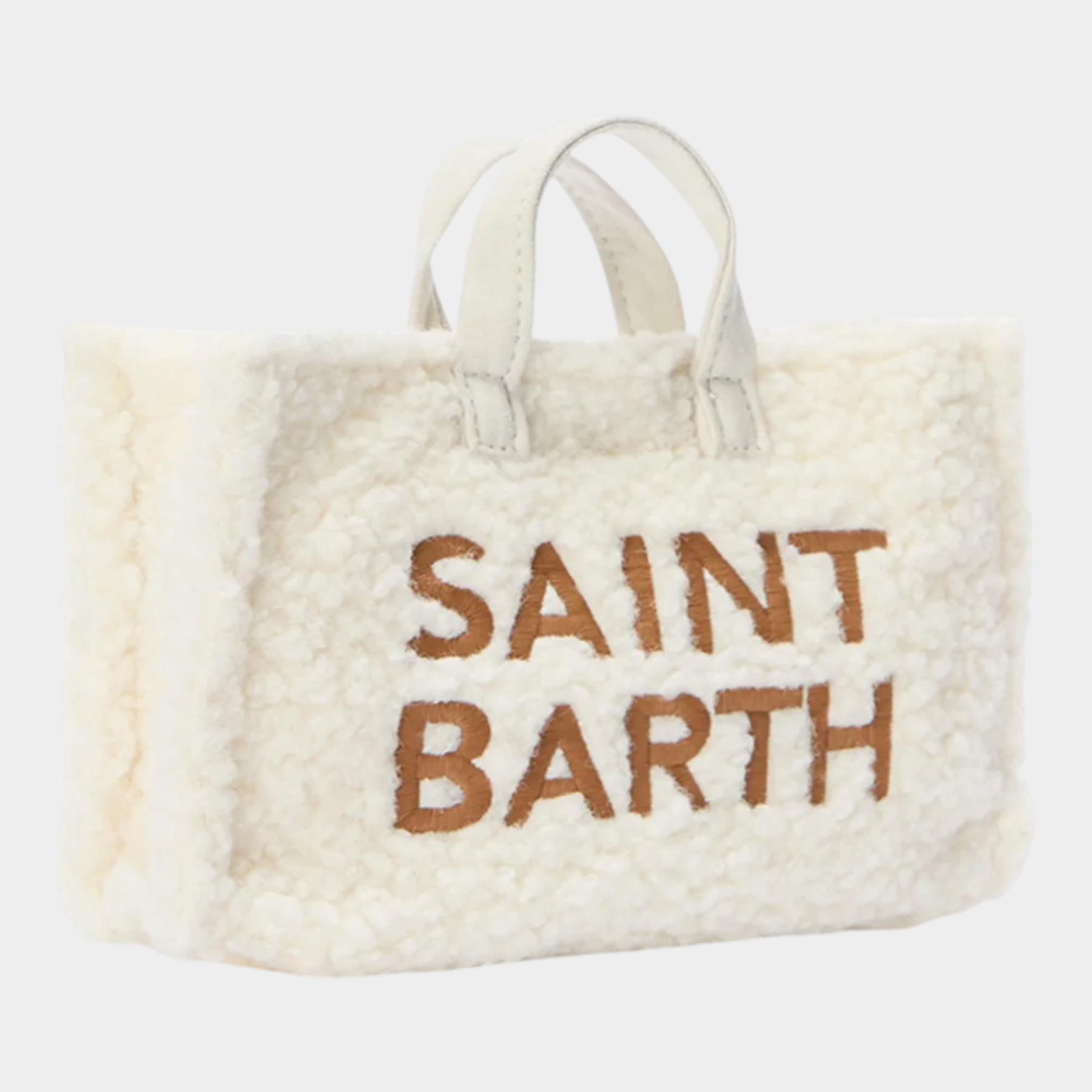 Borsa porta cellulare Follower SRL in tessuto teddy color avorio con logo Saint Barth ricamato a contrasto