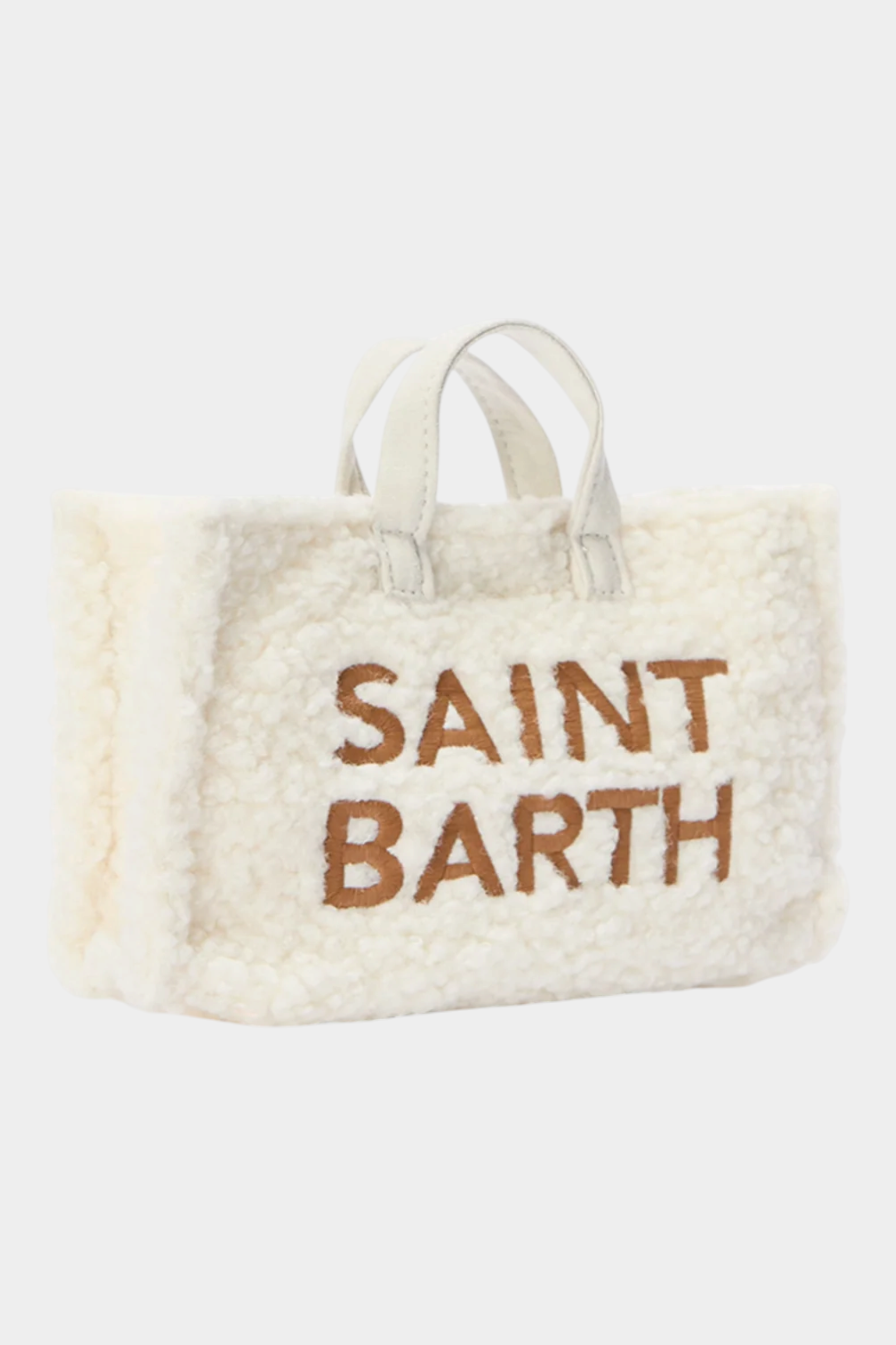 Borsa porta cellulare Follower SRL in tessuto teddy color avorio con logo Saint Barth ricamato a contrasto