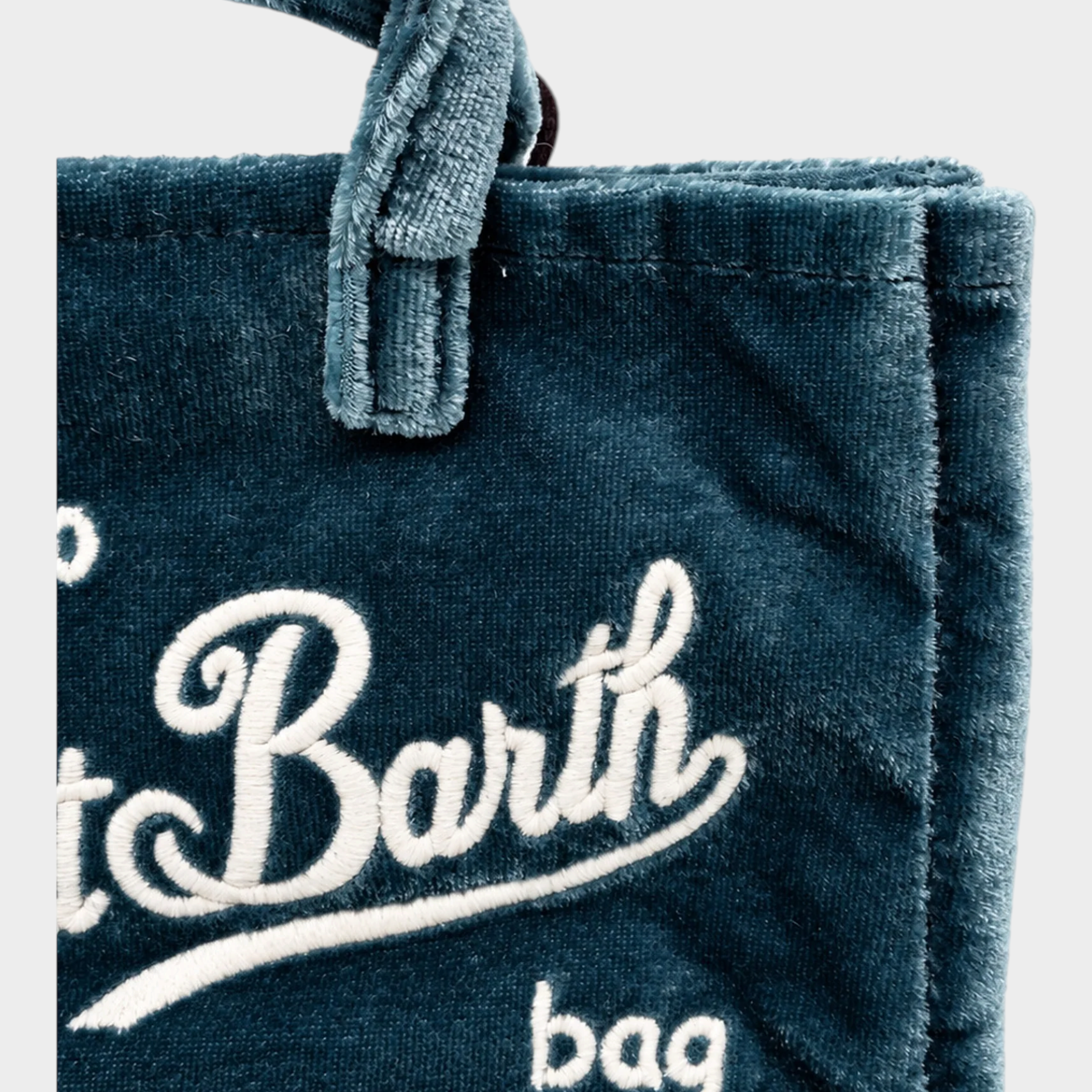 Borsa porta cellulare Follower SRL in tessuto teddy blu con ricamo logo bianco MC2 SAINT BARTH