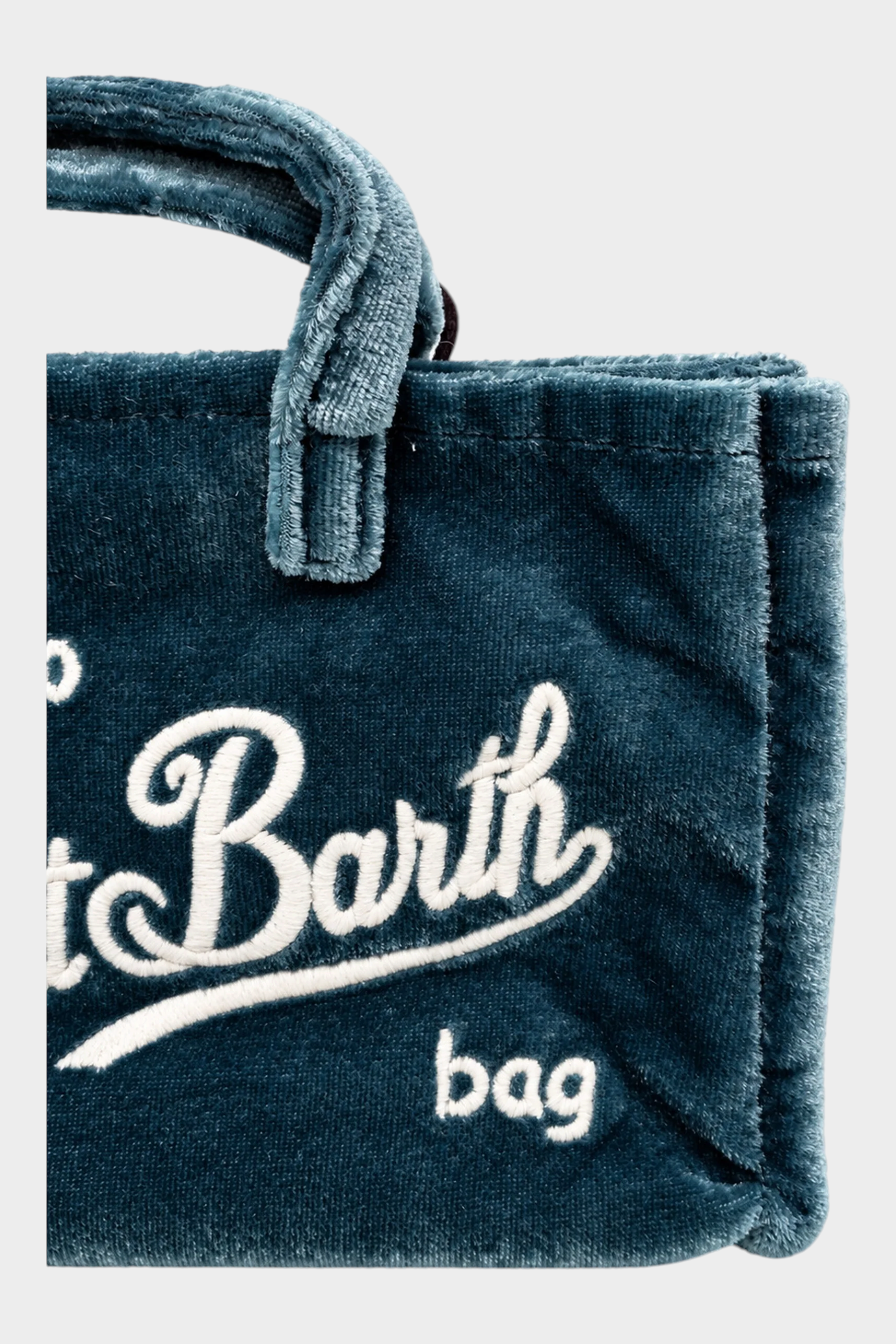 Borsa porta cellulare Follower SRL in tessuto teddy blu con ricamo logo bianco MC2 SAINT BARTH