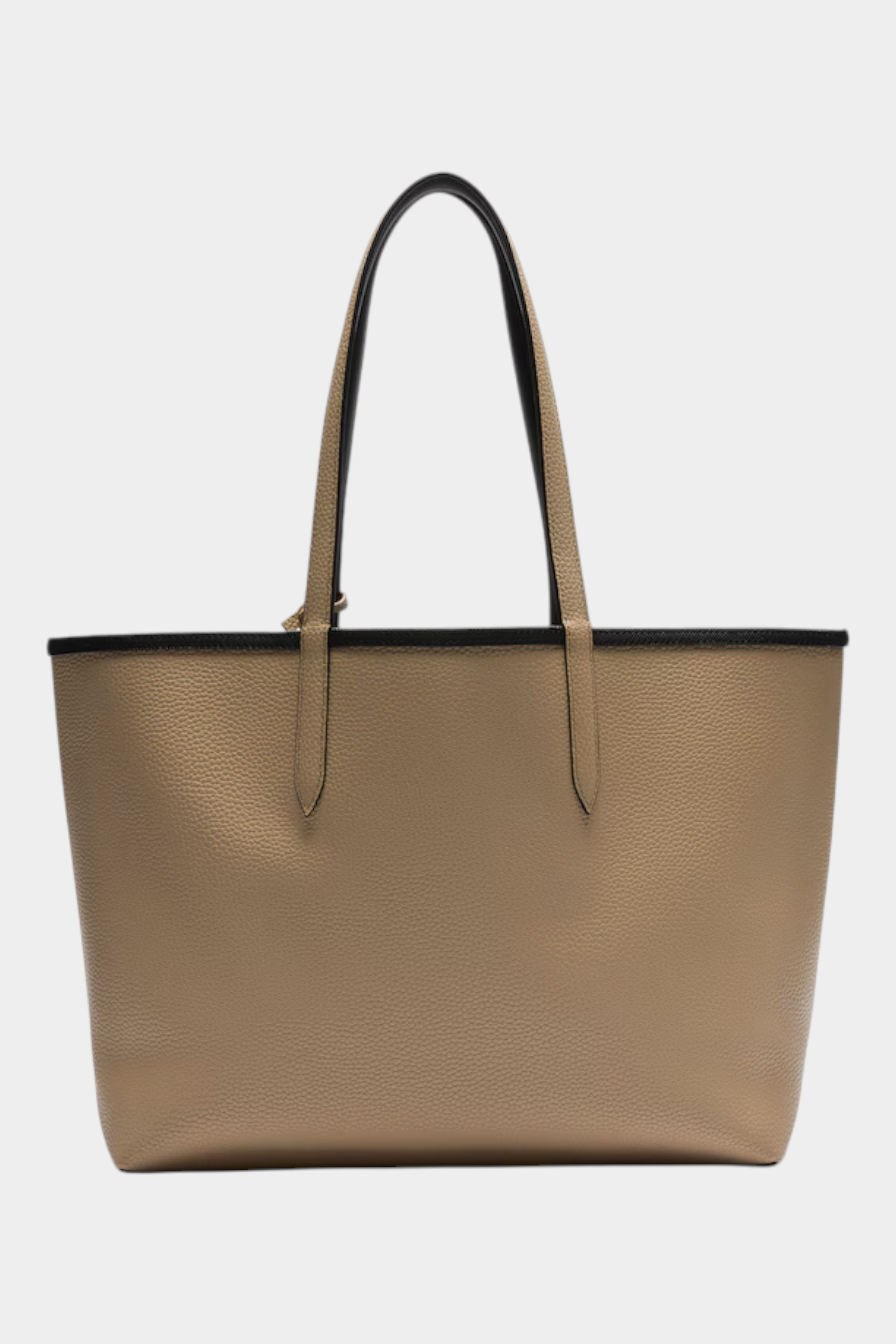 Borsa tote double face Follower SRL color beige con finiture nere e texture granulata, design elegante e spazioso