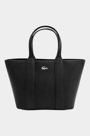 Borsa tote Follower SRL Lacoste nera in pelle con logo metallico frontale e doppi manici