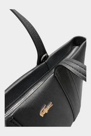 Borsa tote nera Follower SRL Lacoste in pelle martellata con chiusura a zip e logo dorato