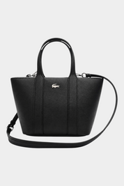 Borsa tote nera Follower SRL Lacoste con logo in metallo, doppi manici e tracolla regolabile rimovibile