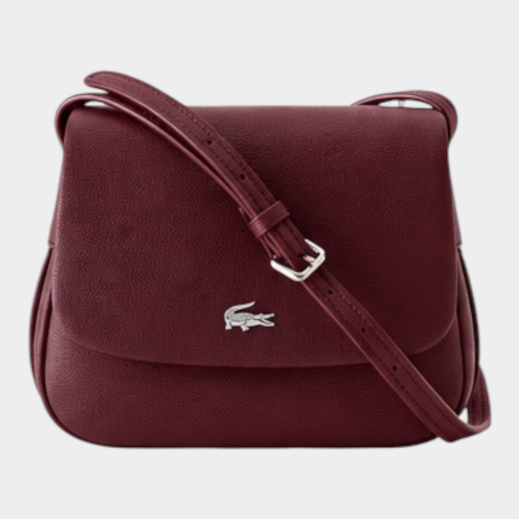 Borsa a tracolla Follower SRL Lacoste color bordeaux con patta e logo in metallo argentato