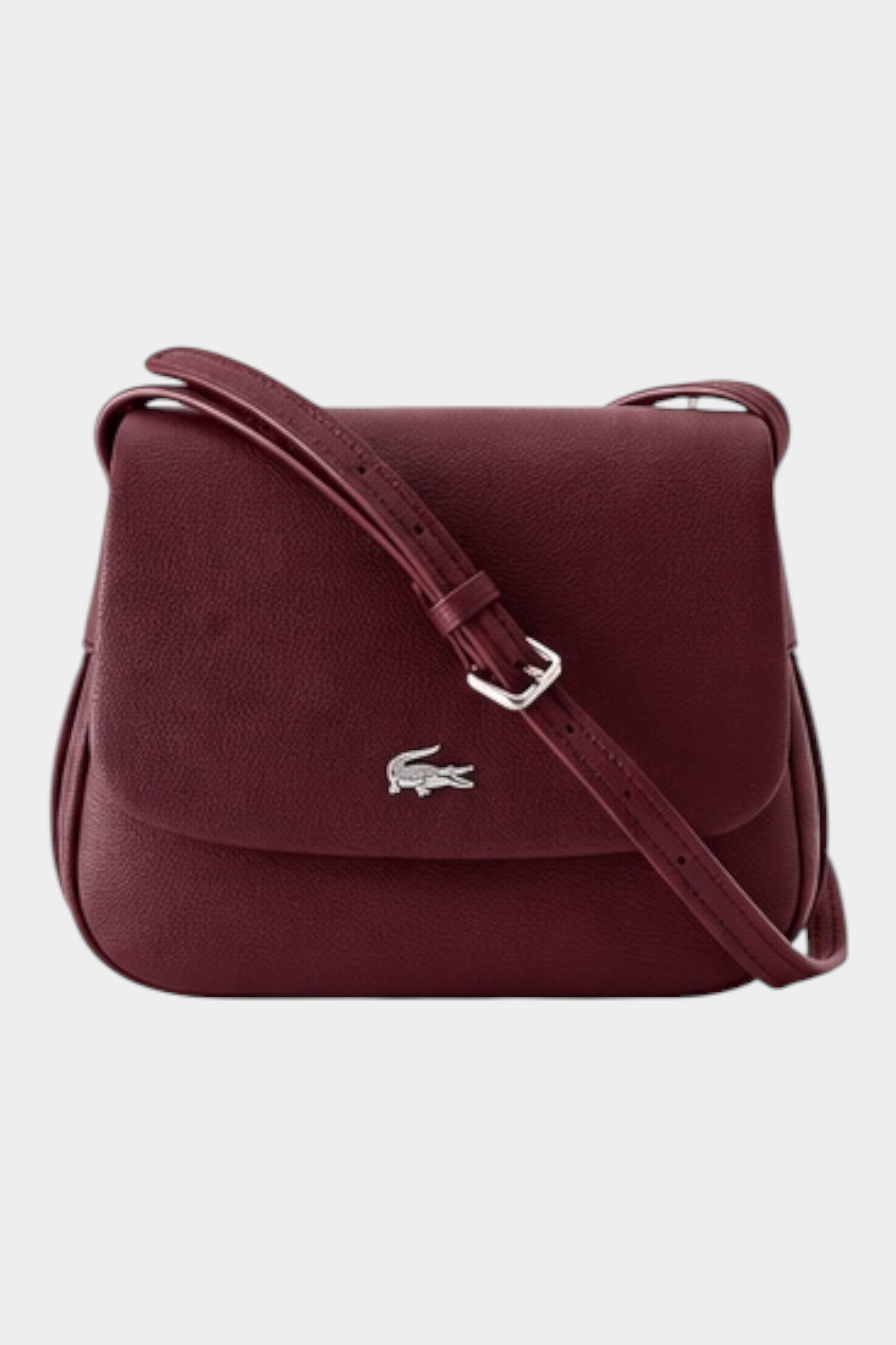 Borsa a tracolla Follower SRL Lacoste color bordeaux con patta e logo in metallo argentato