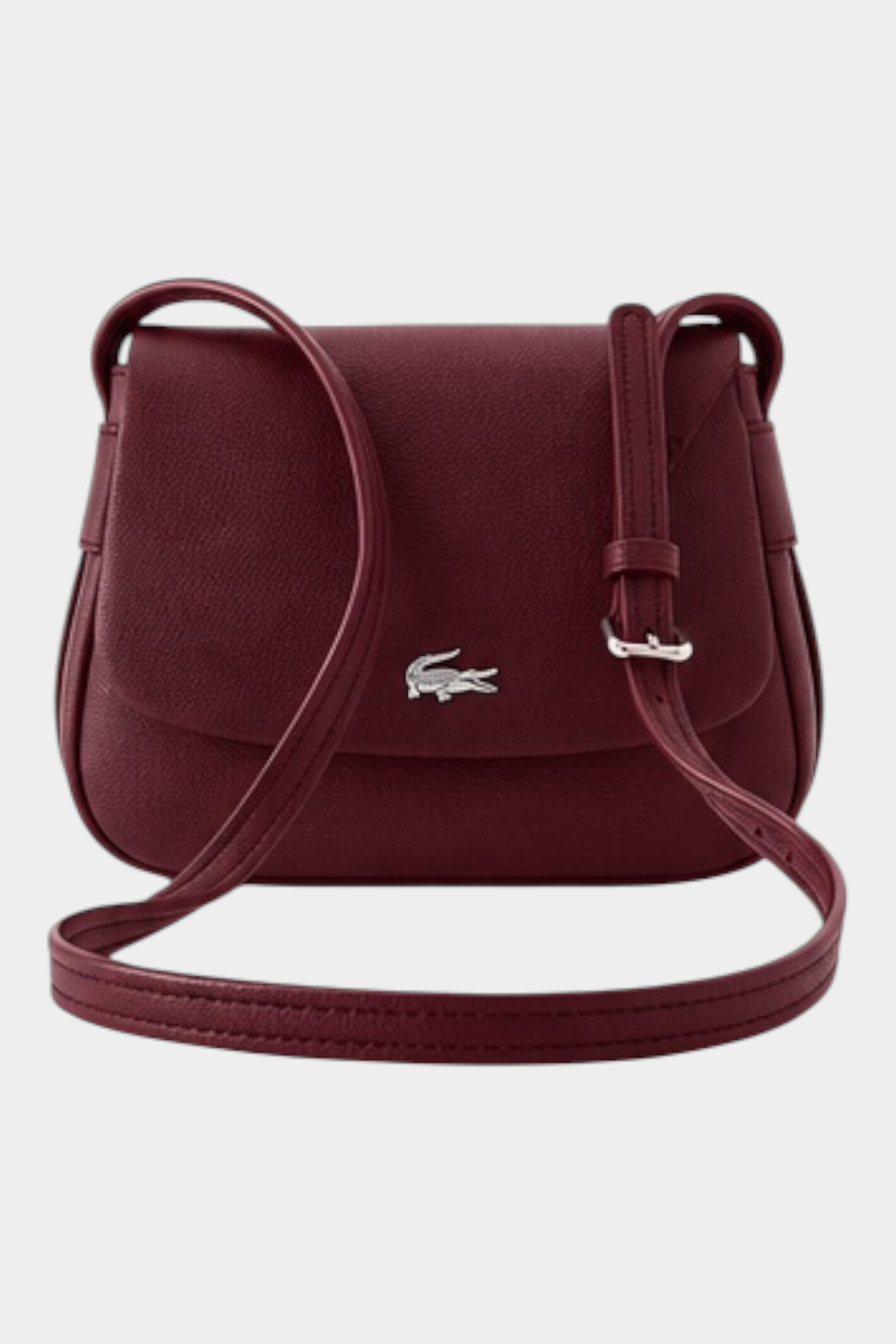 Borsa a tracolla Follower SRL LACOSTE bordeaux con patta, logo in metallo e tracolla regolabile