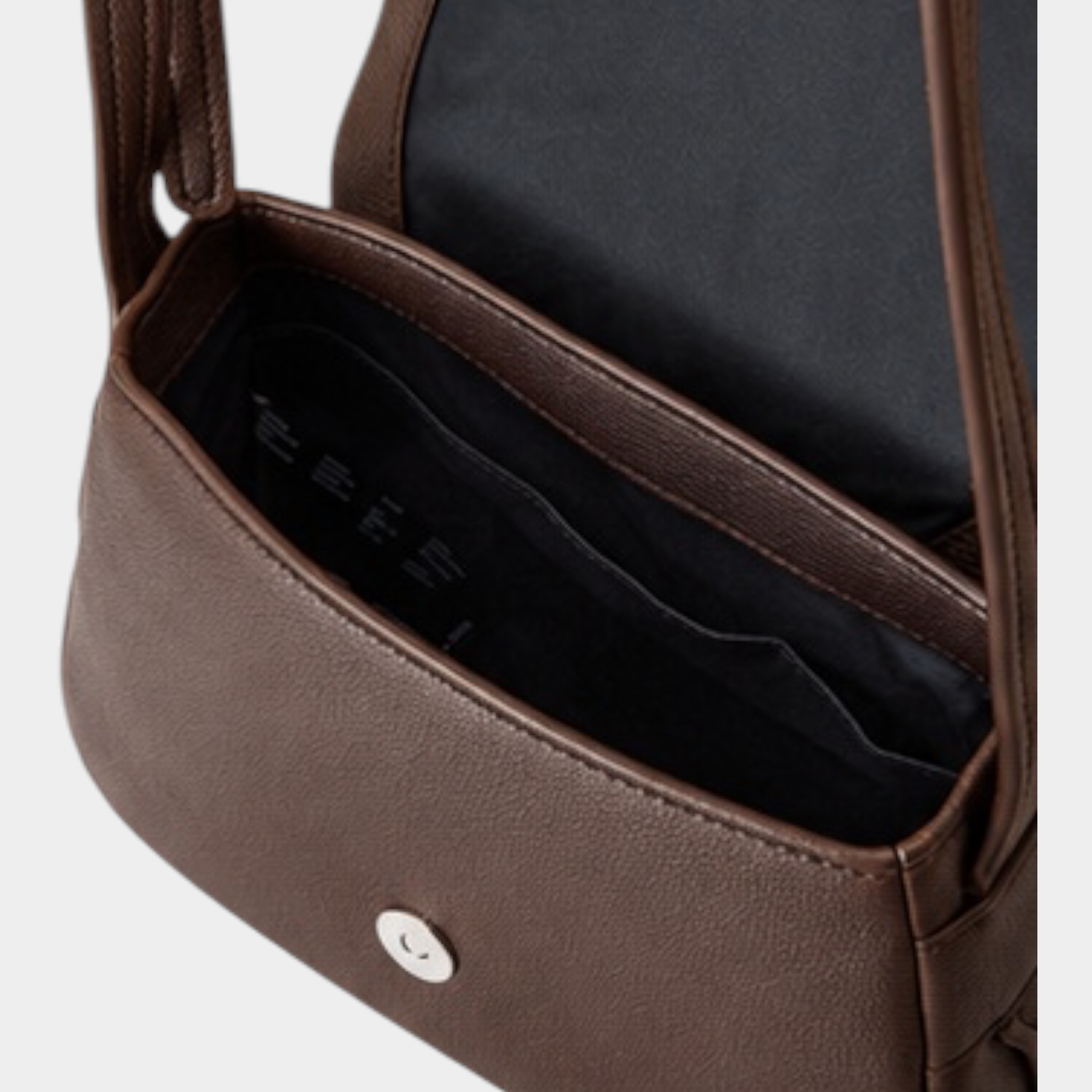 Borsa a tracolla marrone Follower SRL con patta e chiusura magnetica, vista interna