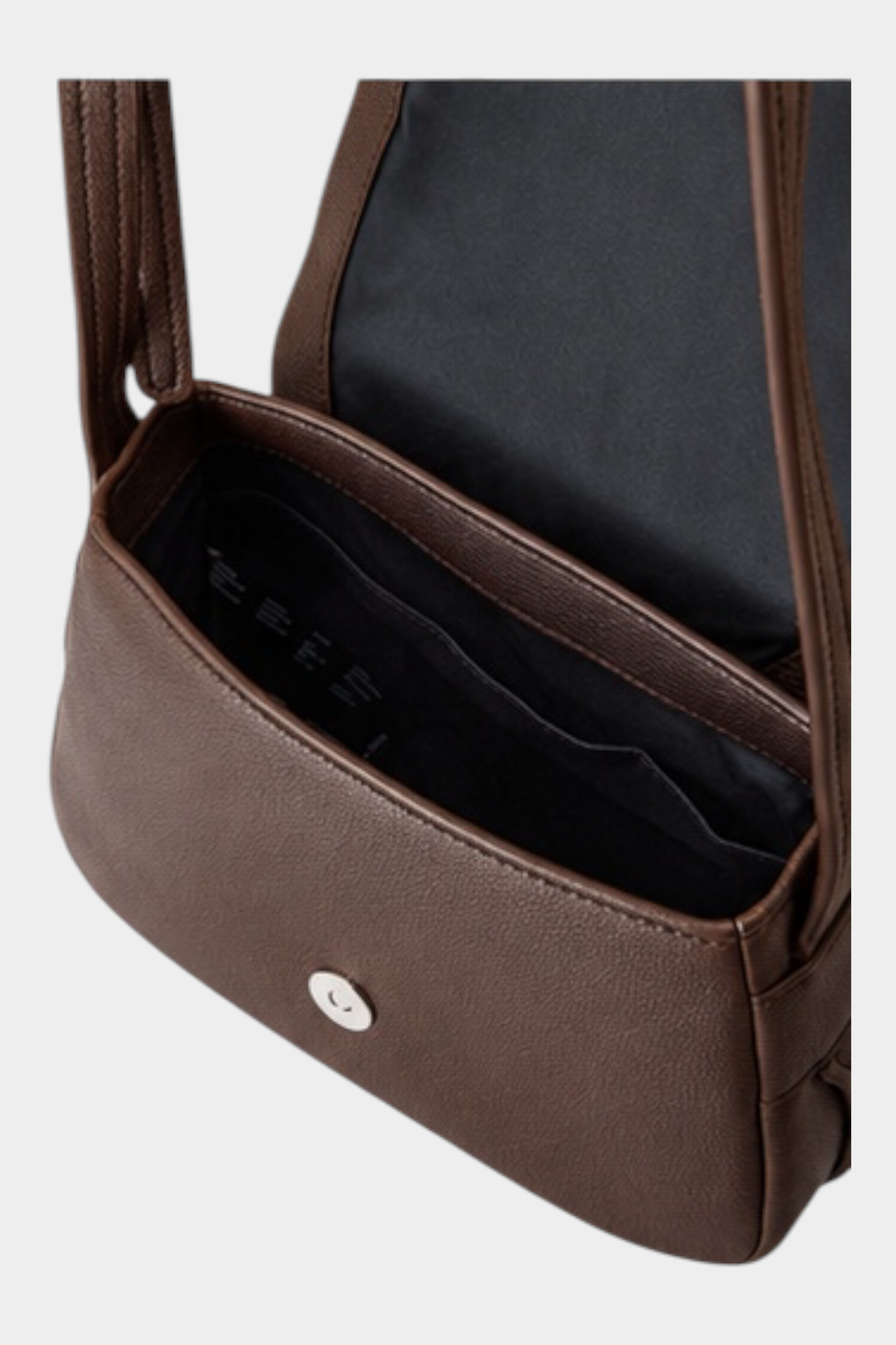 Borsa a tracolla marrone Follower SRL con patta e chiusura magnetica, vista interna