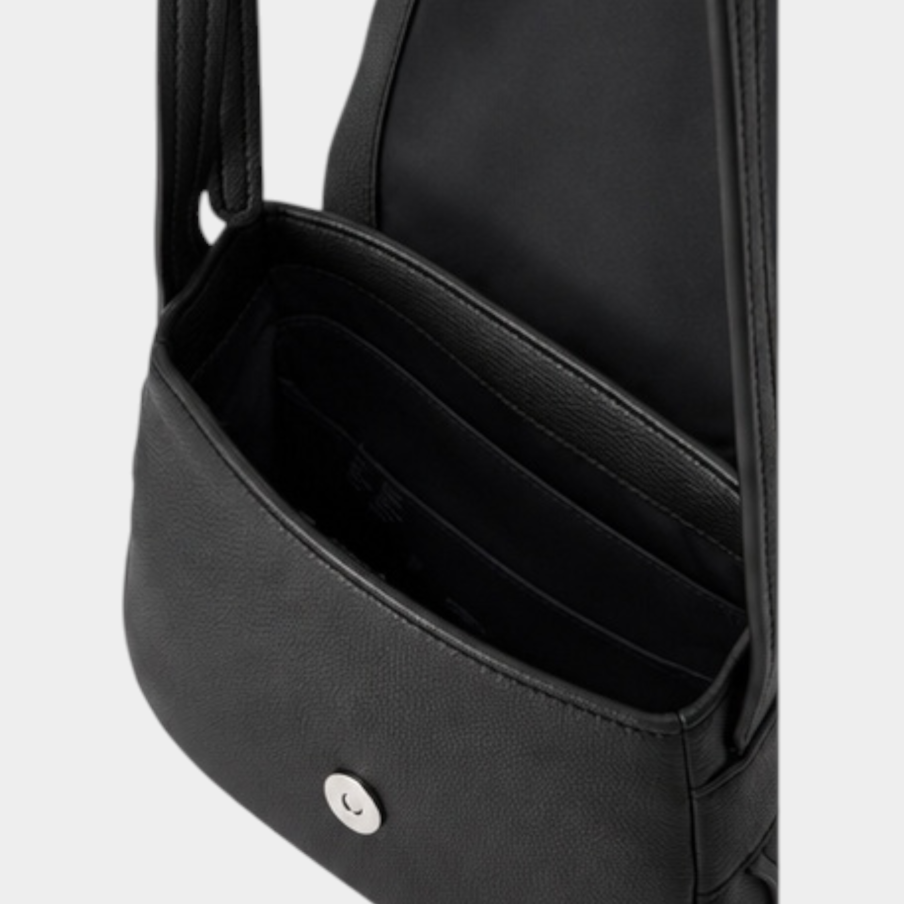 Borsa a tracolla Follower SRL Lacoste nera con patta e chiusura magnetica, vista interna dall'alto
