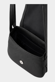 Borsa a tracolla Follower SRL Lacoste nera con patta e chiusura magnetica, vista interna dall'alto