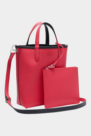 Borsa da viaggio verticale reversibile Follower SRL LACOSTE in pelle martellata rossa con pochette abbinata