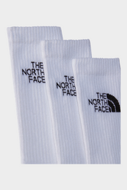 Calzini sportivi bianchi a coste Follower SRL con logo The North Face nero ricamato sul polsino