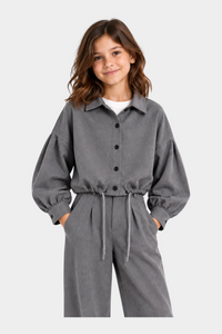 Camicia Over crop Bambina Grigio MA VIE PARIS - 8 anni