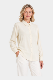 Camicia donna Follower SRL in flanella leggera color avorio con colletto classico e maniche lunghe