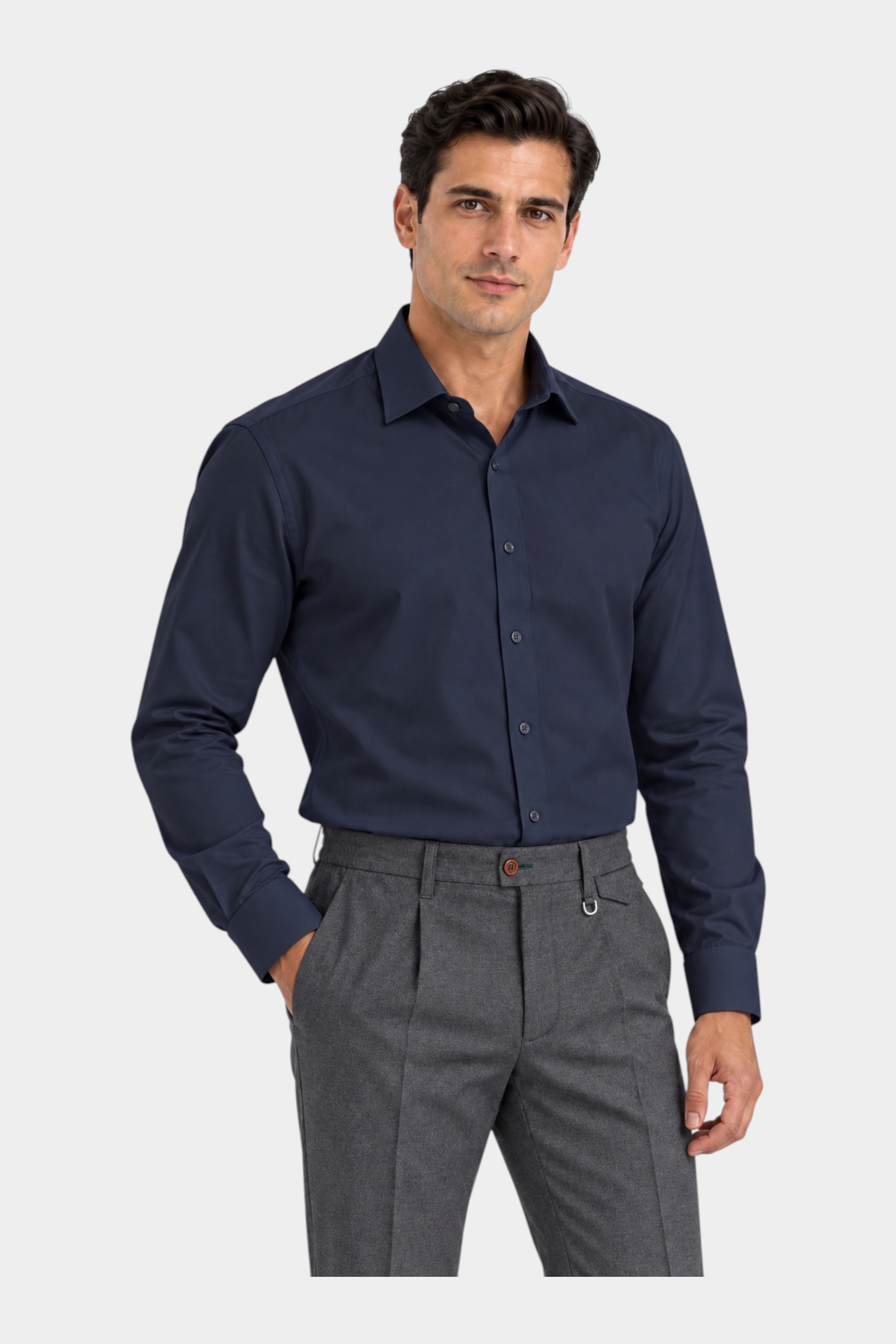 Camicia da uomo Follower SRL blu in tessuto super elasticizzato con vestibilità regular fit e colletto classico