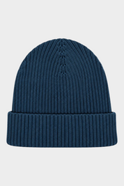 Cappello a cuffia unisex Follower SRL SUNS BOARDS in maglia a costine blu con risvolto, ideale per l'inverno.