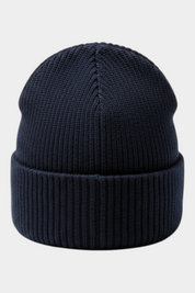 Cappello a cuffia blu a coste GUESS proposto da Follower SRL, realizzato in maglia morbida con risvolto