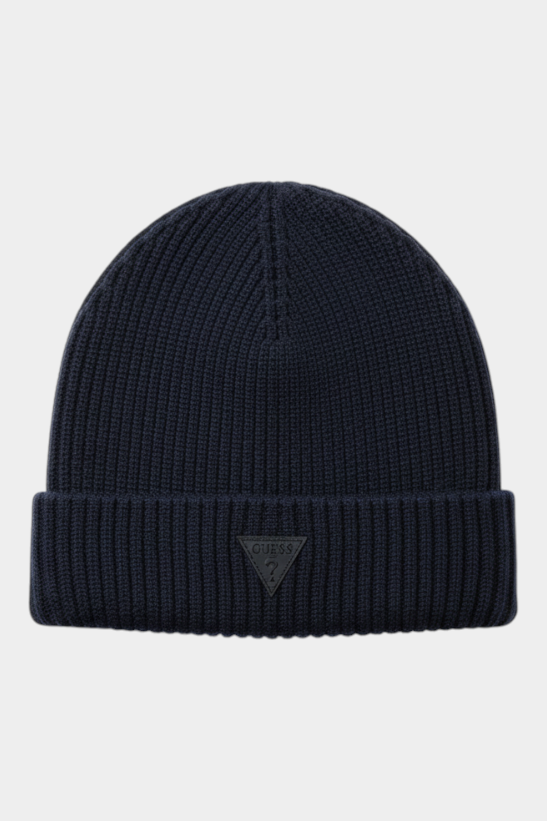 Cappello a cuffia Follower SRL GUESS blu a coste con logo triangolare frontale in rilievo