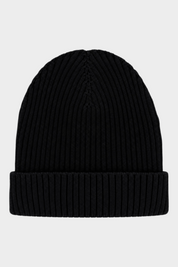 Cappello a cuffia unisex nero a coste SUNS BOARDS di Follower SRL, design classico con risvolto