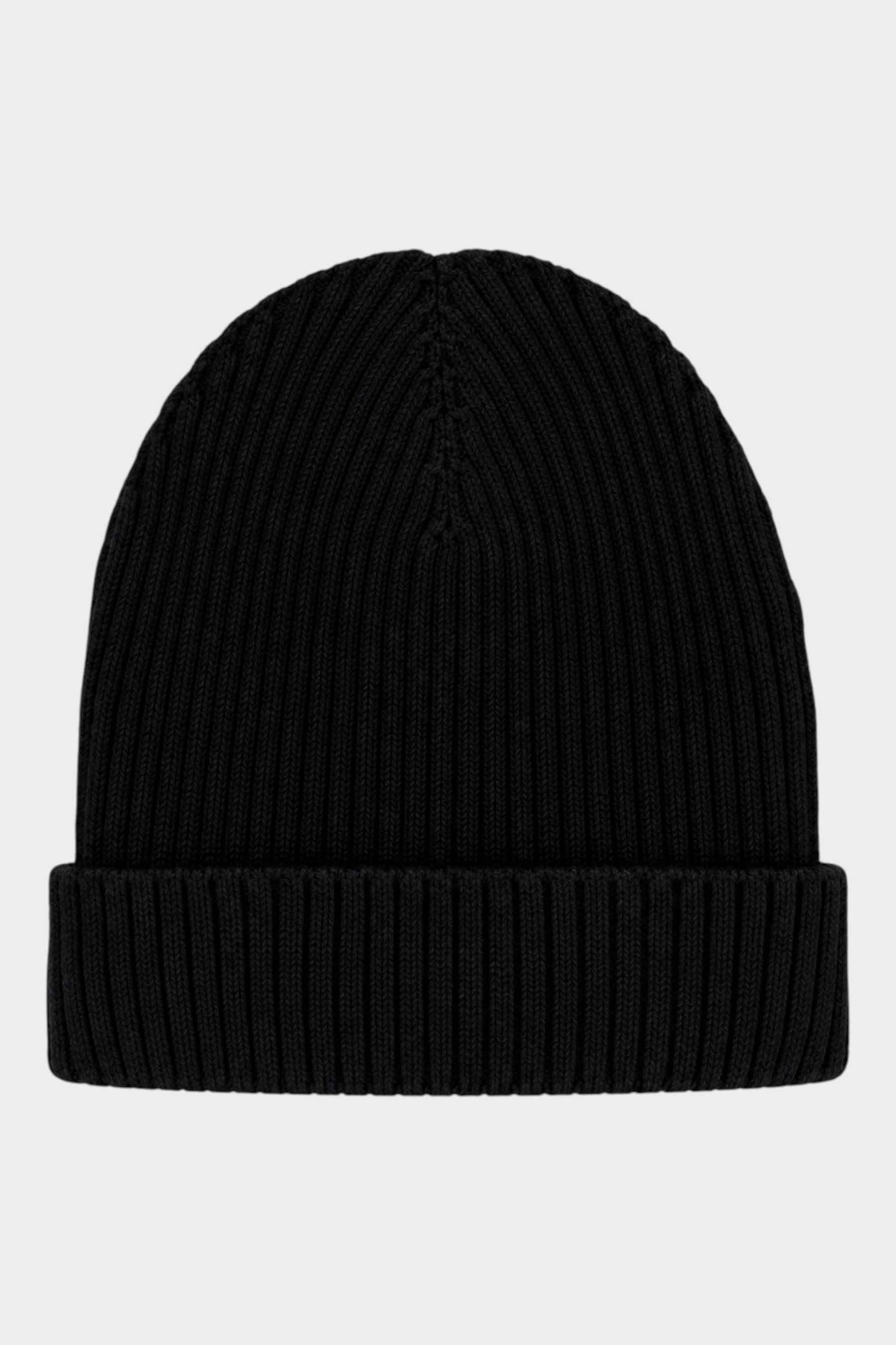 Cappello a cuffia unisex nero a coste SUNS BOARDS di Follower SRL, design classico con risvolto