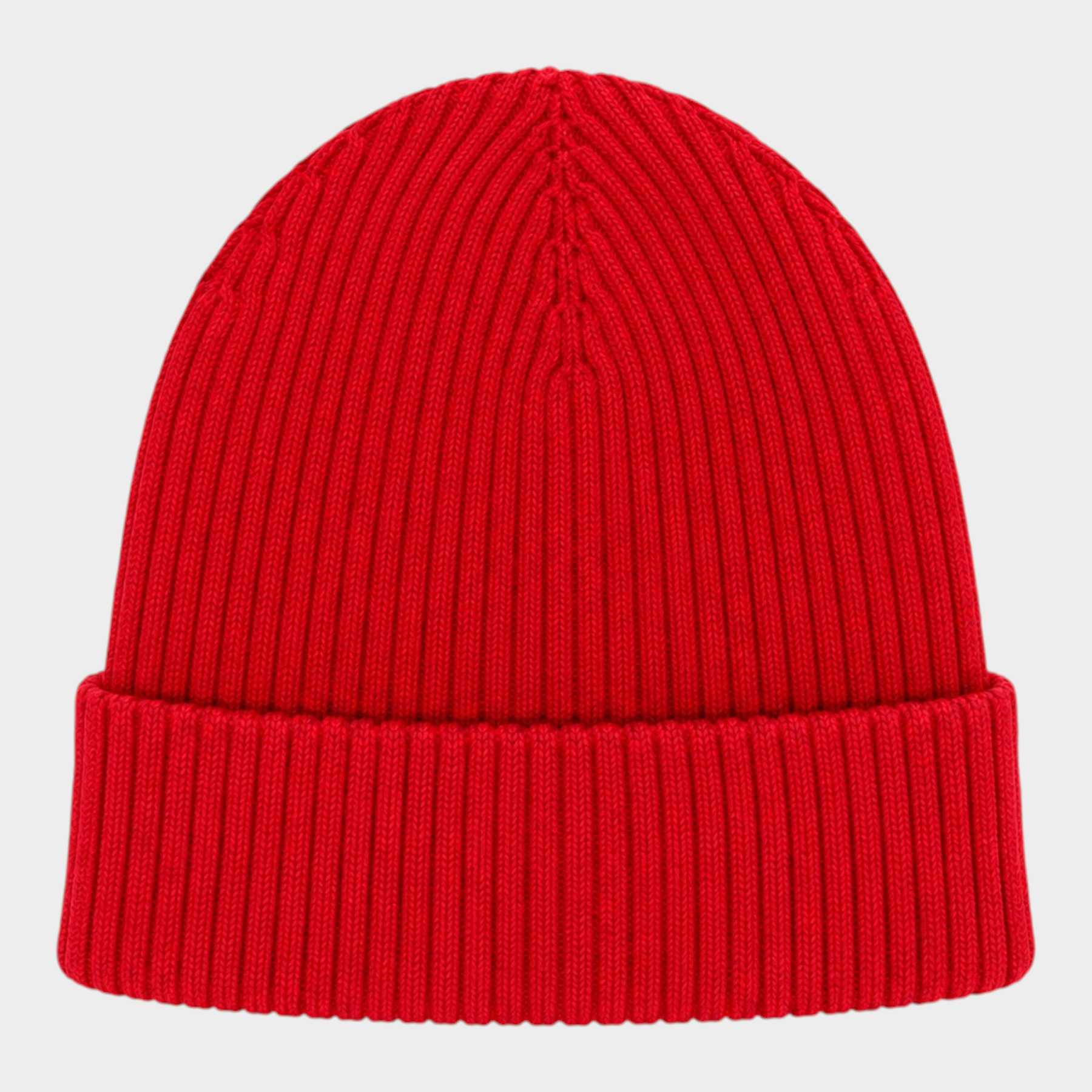 Cappello a cuffia unisex rosso a coste Follower SRL, design semplice con risvolto, ideale per l'inverno.