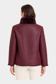 Cappotto reversibile Follower SRL bordeaux con collo in pelliccia sintetica, vista posteriore